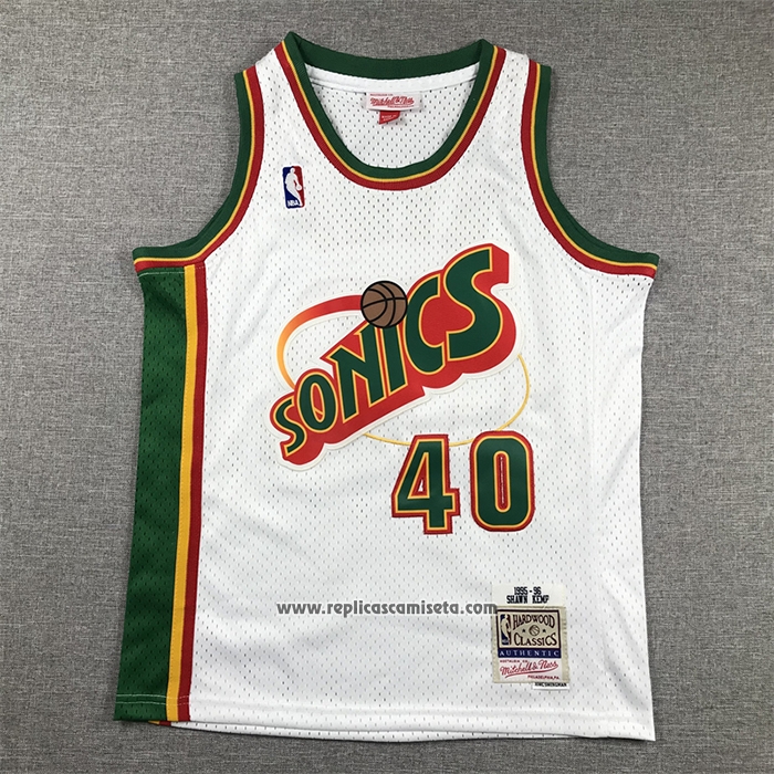 Camiseta Nino Seattle SuperSonics Shawn Kemp #40 Historic Retro Blanco